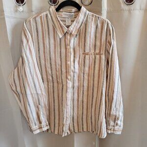 Chadwicks Womens Top Size 16 Beige 100% Linen Button Up Lagenlook Boho‎ 16353